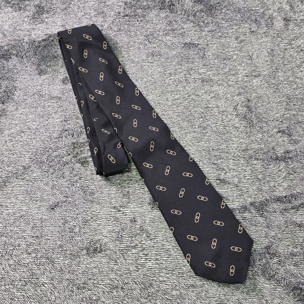 Ralph Lauren Purple Label Neck Tie Linked Ovals Silk Crepe